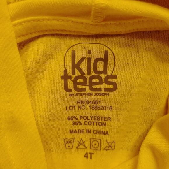 GIRLS BRIGHT YELLOW HOODED LONG SLEEVE T SHIRT - Picture 4 of 4